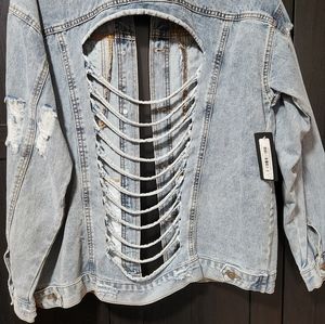 Oversized Distressed Jean Jacket Size Medium